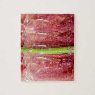 Green asparagus with ham macro jigsaw puzzle