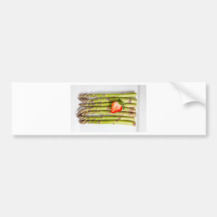 Green asparagus with strawberries top view bumper sticker