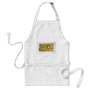 Green asparagus with strawberries top view standard apron