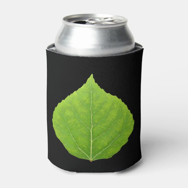 Green Aspen Leaf #11 Can Cooler (Can Front)