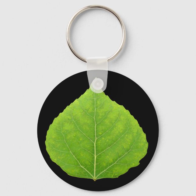 Green Aspen Leaf #11 Key Ring (Front)