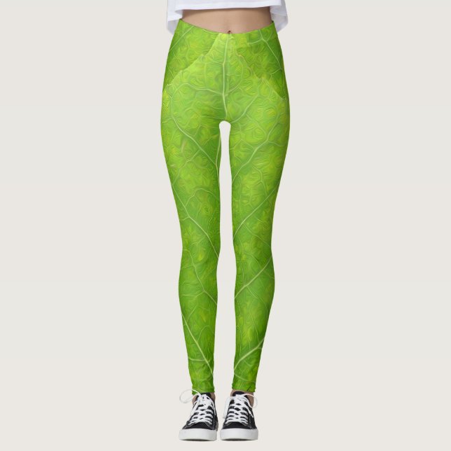 Green Aspen Leaf #11 Leggings (Front)