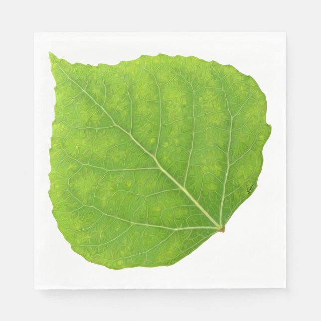 Green Aspen Leaf #11 Napkin (Front)
