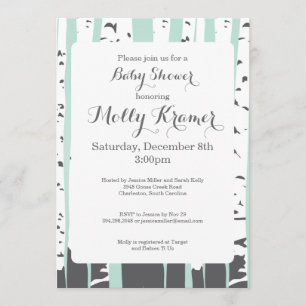 Green Aspen Trees Baby Shower Invitation