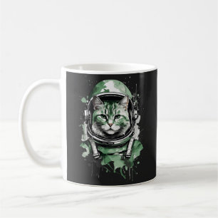 Green Astronaut Cat Splash Coffee Mug