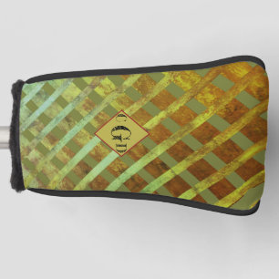 Green Asymmetrical Striped Geometric Pattern Golf Head Cover