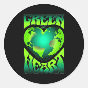 Green At Heart Eco Environmentally Friendly Retro Classic Round Sticker