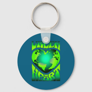 Green At Heart Eco Environmentally Friendly Retro  Key Ring