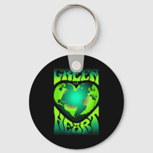 Green At Heart Eco Environmentally Friendly Retro  Key Ring