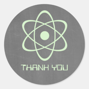 Green Atomic Chalkboard Thank You Stickers