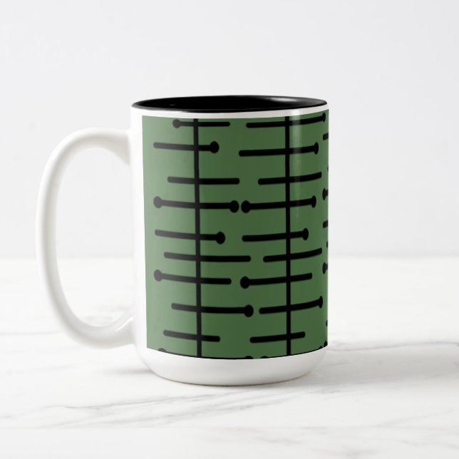 Green Atomic Lines Two-Tone Coffee Mug (Left)