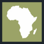 Green Audacious Africa Poster<br><div class="desc">Africa map outline in white with contrasting colours in Emporio Moffa's "Safari" palette inspired by the daring adventurousness and wilderness of the continent.</div>
