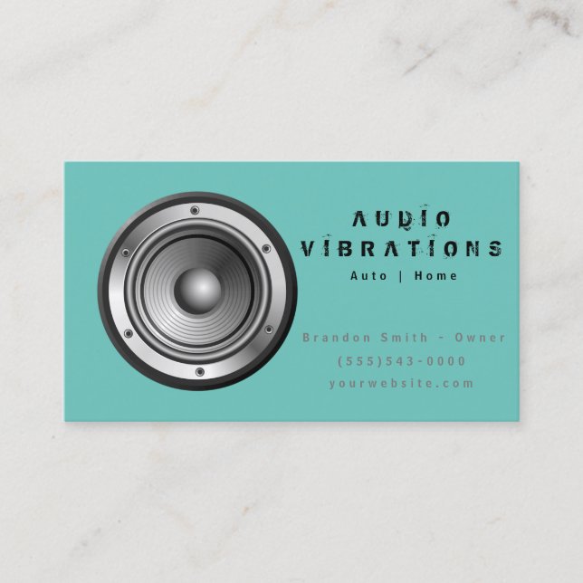 Green Audio Stereo Installation Business Card (Front)