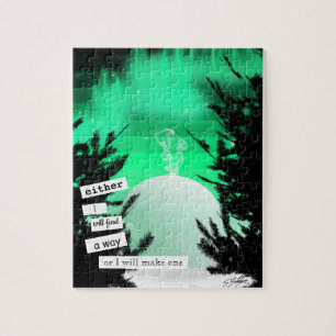 Green Aurora Igloo Puzzle by Sara Motolanez