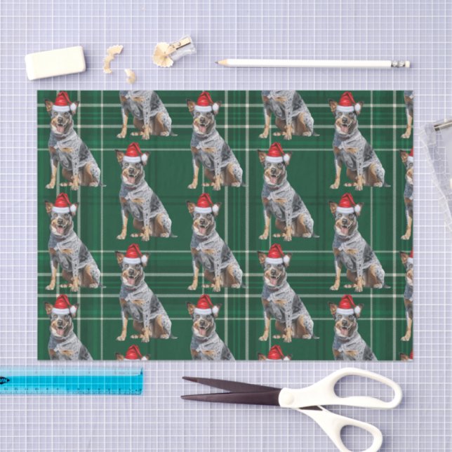 Green Australian Cattle Dog Christmas Holiday Tissue Paper (Craft)