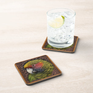 Green Australian Lorikeet Parrot, Coaster