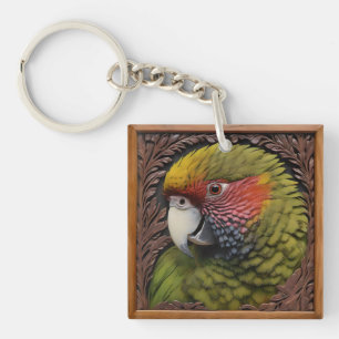 Green Australian Lorikeet Parrot, Key Ring