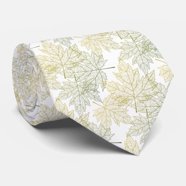 green autumn leaves with mustard tie (Rolled)