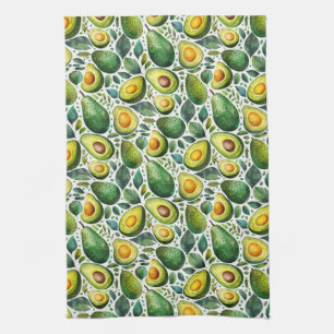 Green Avocado and Herb Kitchen Towel 
