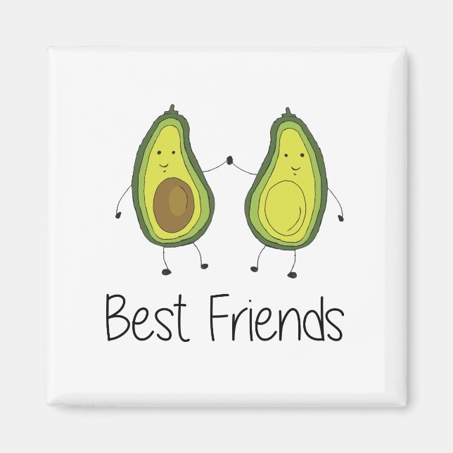 Green Avocado Cartoon Friendship Image Friend Art  Magnet (Front)