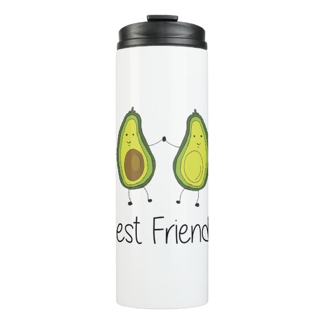 Green Avocado Cartoon Friendship Image Friend Art  Thermal Tumbler (Front)