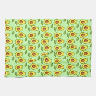 Green Avocado Cat Tea Towel