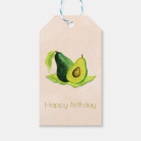 Green Avocado Fruit in Watercolors Happy Birthday