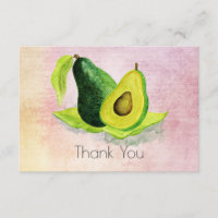 Green Avocado Fruit in Watercolors Thank You