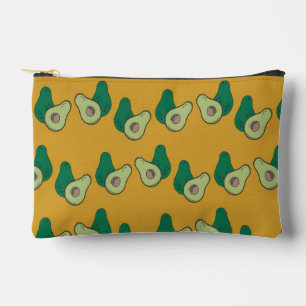 Green avocado on brown accessory pouch