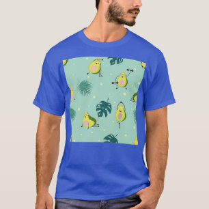 Green avocado seamless with leaf and star T-Shirt