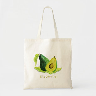 Green Avocado Still Life Fruit in Watercolors Tote Bag