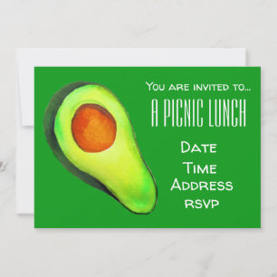 Green avocado Summer picnic lunch party Invitation