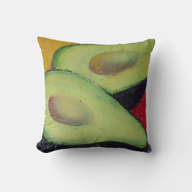 Green Avocado Throw Pillow (Front)