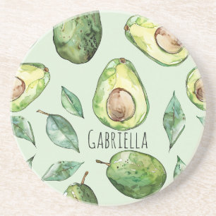Green Avocados & Leaves Coaster