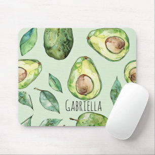 Green Avocados & Leaves Mouse Mat