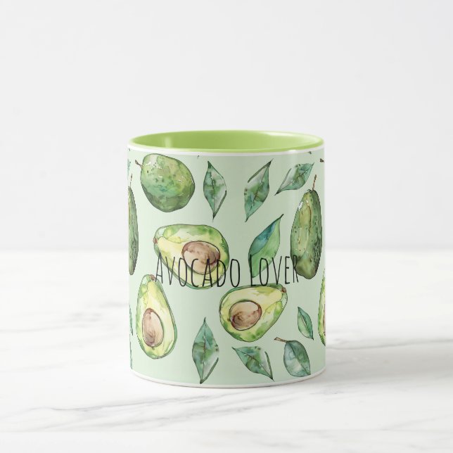 Green Avocados & Leaves Mug (Center)