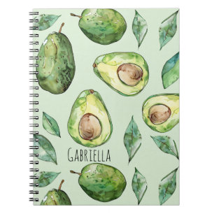 Green Avocados & Leaves Notebook