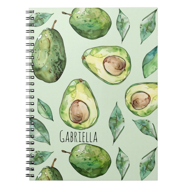 Green Avocados & Leaves Notebook (Front)