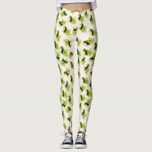 Green Avocados Watercolor Pattern Leggings