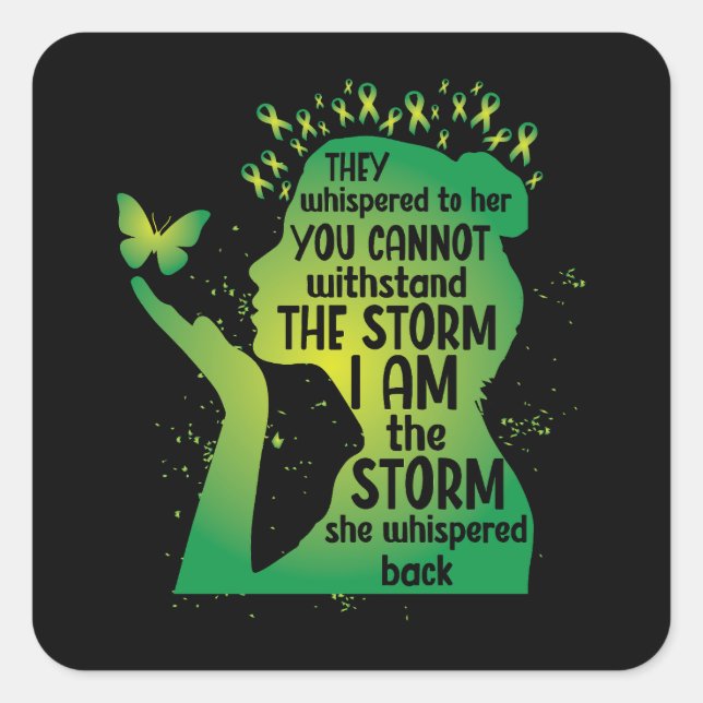 Green Awareness Butterfly Mental Health Square Sticker (Front)