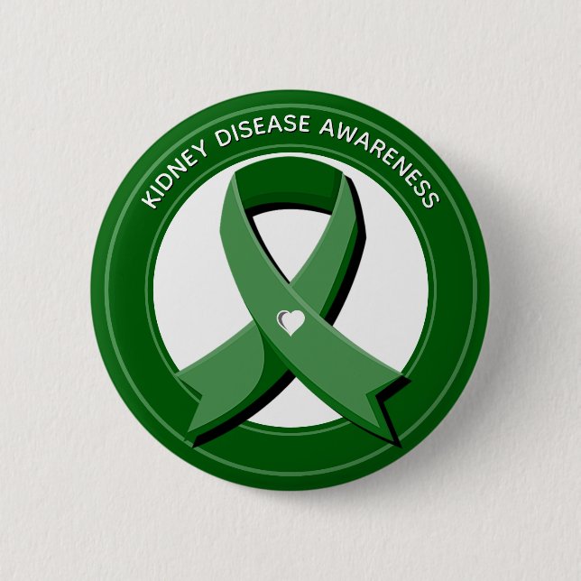 Green Awareness Ribbon 6 Cm Round Badge (Front)