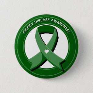 Green Awareness Ribbon 6 Cm Round Badge