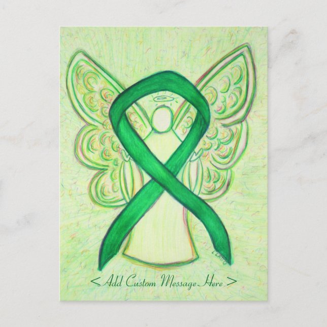 Green Awareness Ribbon Angel Custom Postcard (Front)
