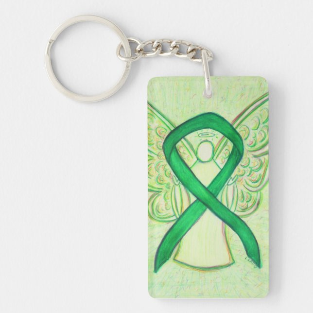Green Awareness Ribbon Angel Key chain (Front)