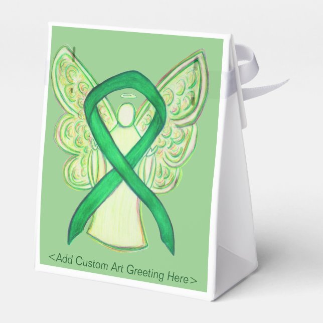 Green Awareness Ribbon Angel Party Favour Boxes (Back Side)