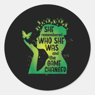 Green Awareness Ribbon Butterfly Mental Health  Classic Round Sticker