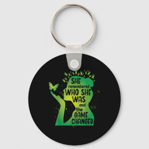 Green Awareness Ribbon Butterfly Mental Health Key Ring