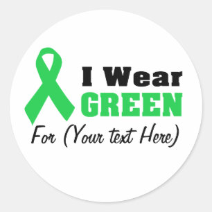 Green Awareness Ribbon Classic Round Sticker