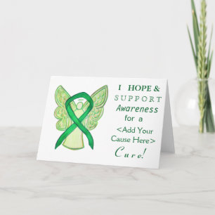 Green Awareness Ribbon Custom Cause Angel Cards