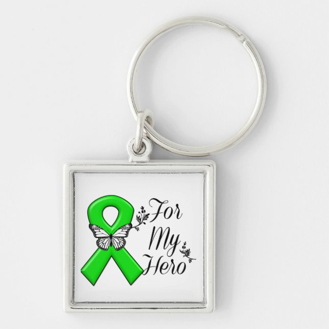 Green Awareness Ribbon For My Hero Key Ring (Front)